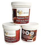 3 pots of passion fruit body butters from sheabynature skincare.