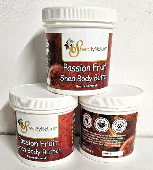 3 Pots of Sheabynature Passion Fruit Body butter Shea body butter - Intesive moisturiser for very dry skin.250g bigger tub
