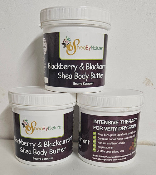 SheaByNature Blackberry & Black Currant Shea Body Butter – 250g.  It smells so delicious.250g  x 3 pots