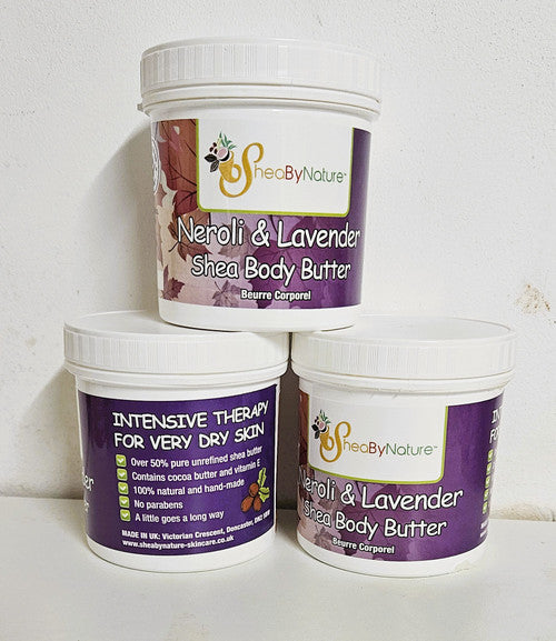 SheaByNature Shea Body Butter – Neroli & Lavender – 250g- Intesive moisturiser for very dry skin x 3 pots