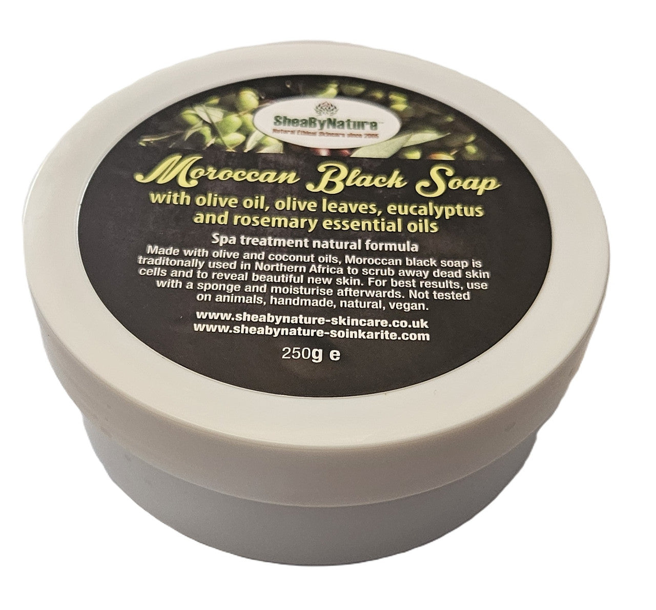 heaByNaTure MOROCCAN Black Soap. 100% Pure and Natural Soap Made from Olive Oil, coconut oil and Olive Leaves, using traditional Moroccan Method with Eucalyptus and Rosemary essential oil