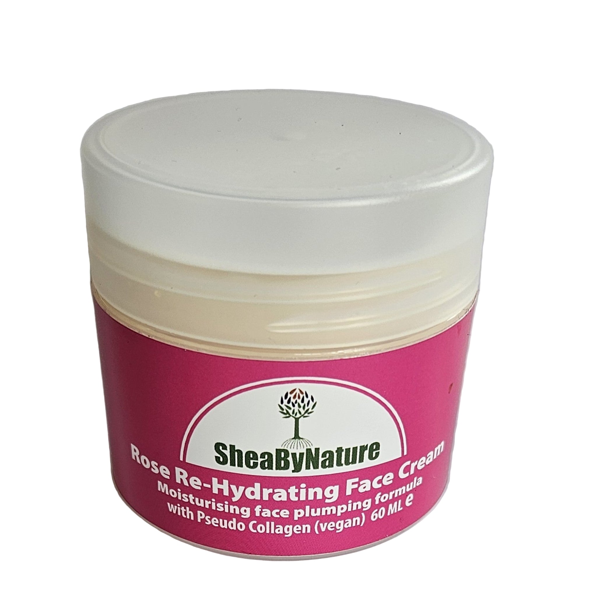 Jar of Shea By Nature Rose Re-Hydrating Face Cream on a white background