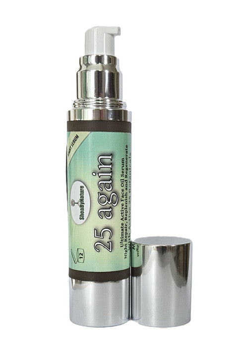 25 AGAIN Ultimate Active Face Oil Serum, Night Repair, Replenish and Regenerate with 25 Active Botanical Extracts and Minerals (50ml) - 100% Natural, Vegan, Paraben Free, Cruelty Free